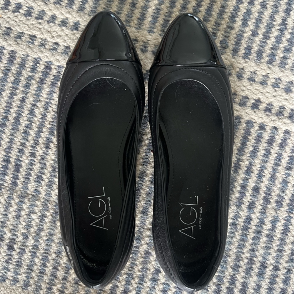 Italian AGL Black Leather Flats
